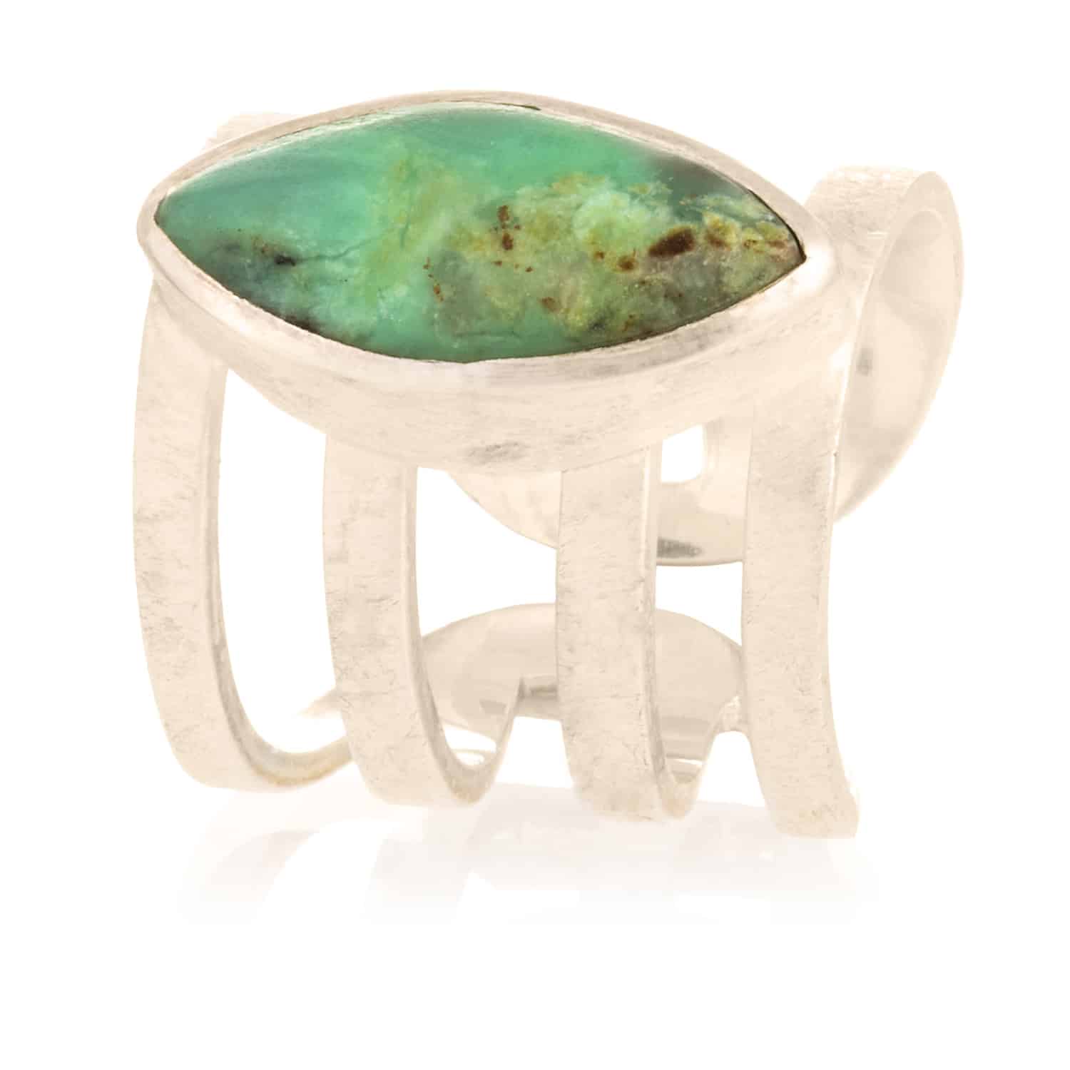 Anillo 4 Líneas Crisoprasa