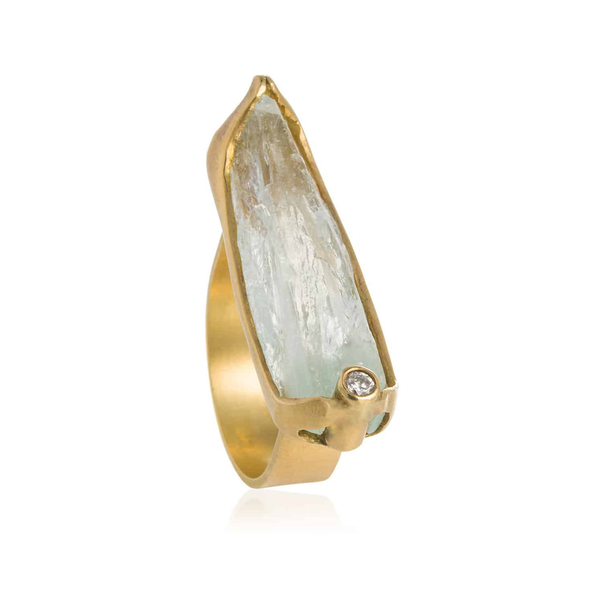 Anillo Aguamarina en Bruto Oro
