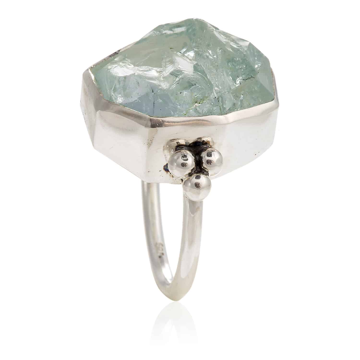 Anillo Hiru Biribil Aguamarina