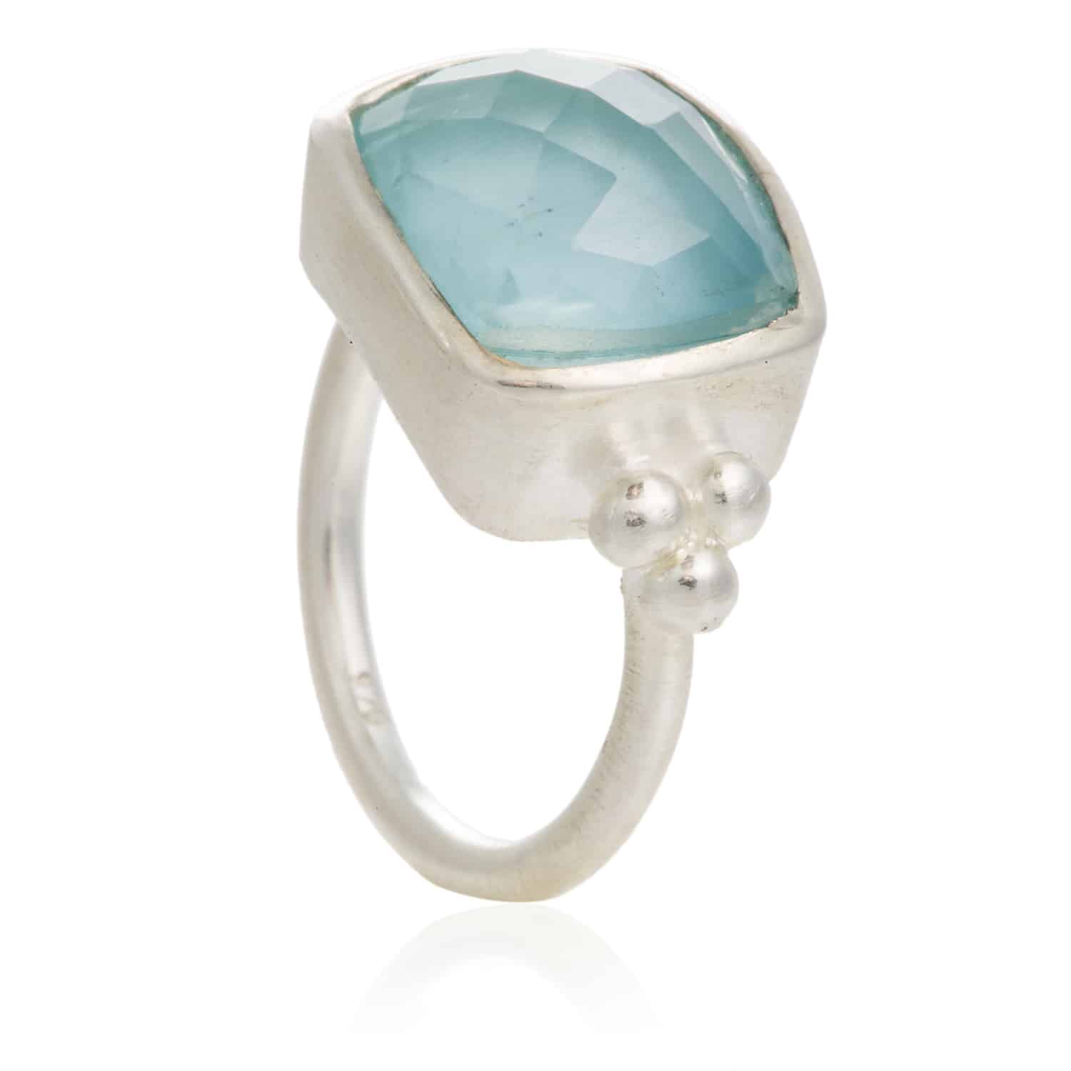 Anillo Hiru Biribil Aguamarina Rectangular