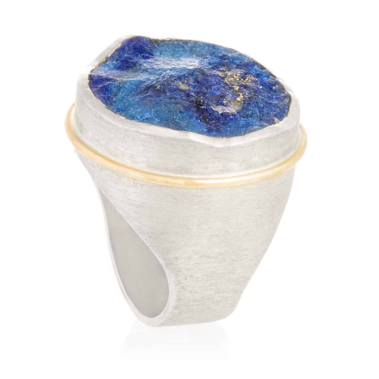 Anillo Lapislázuli Hilo de Oro