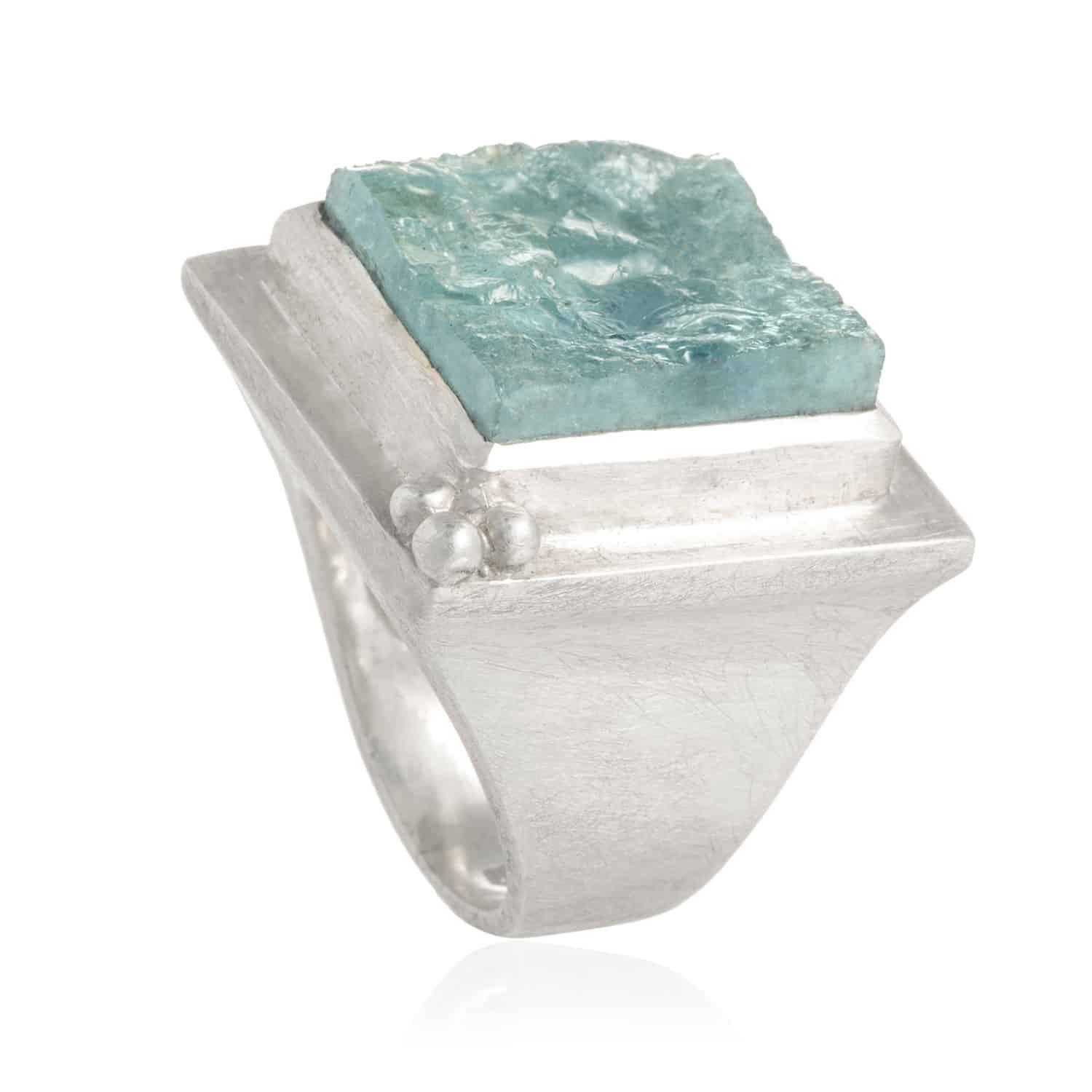 Anillo Sello Aguamarina