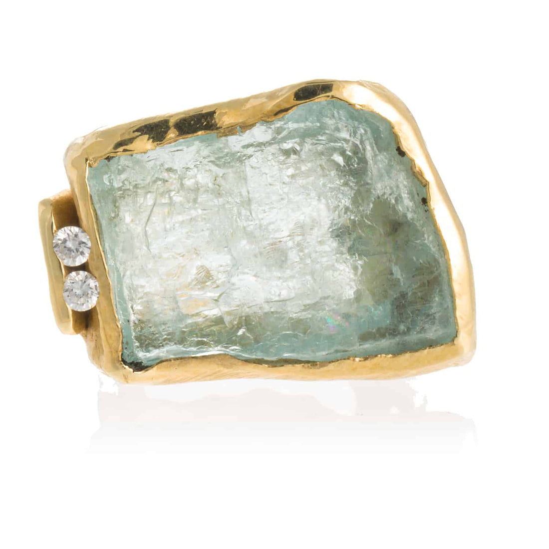 Anillo Aguamarina Rústico Oro
