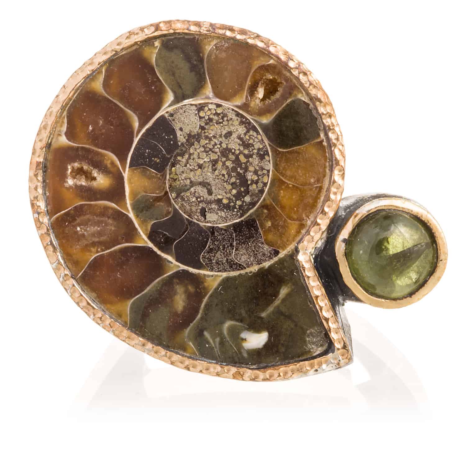Anillo Ammonite Turmalina