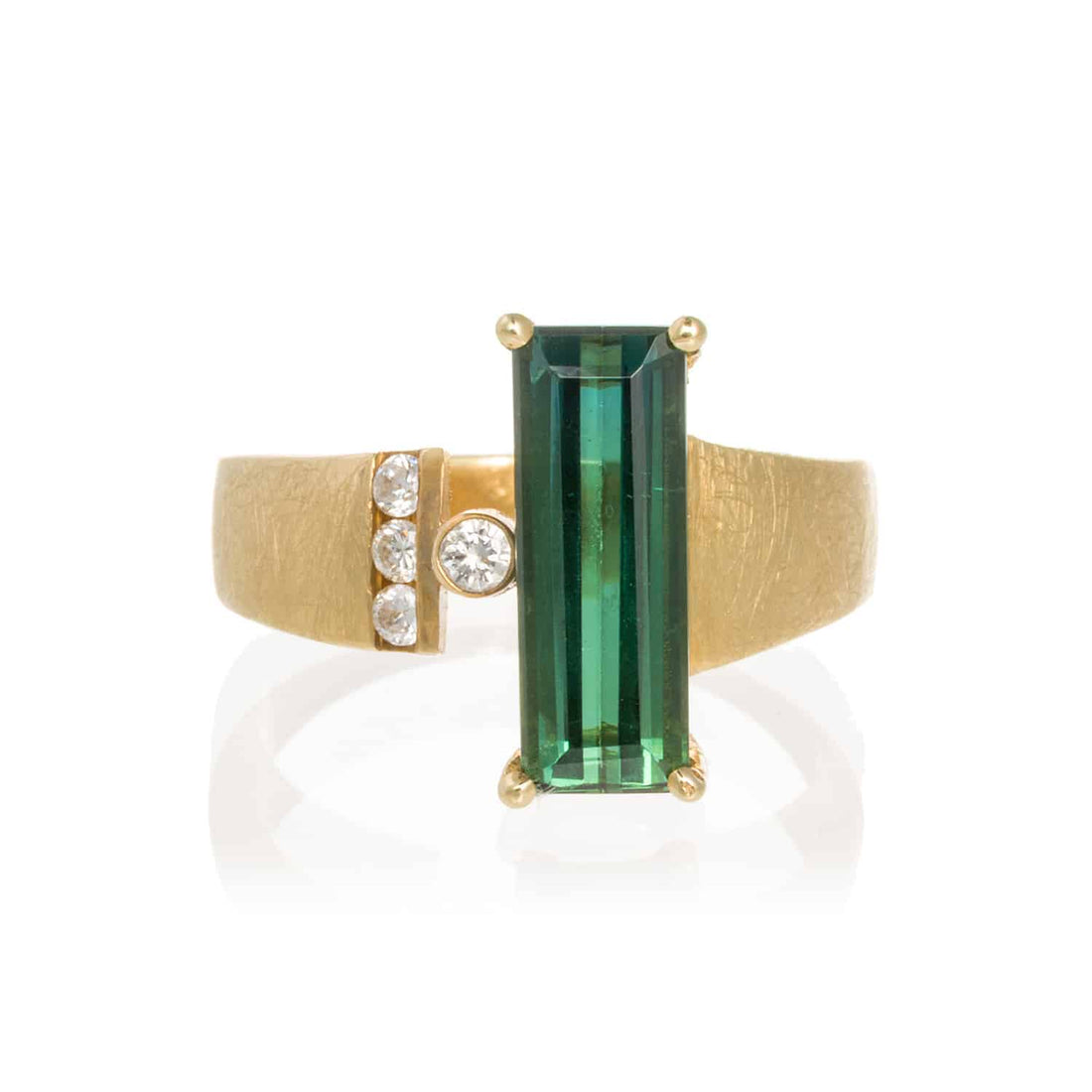 Anillo Turmalina Baguette Diamantes Oro