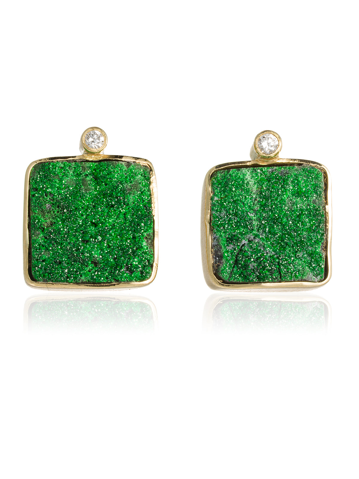 Pendientes Uvarovita Laukis Diamante Oro
