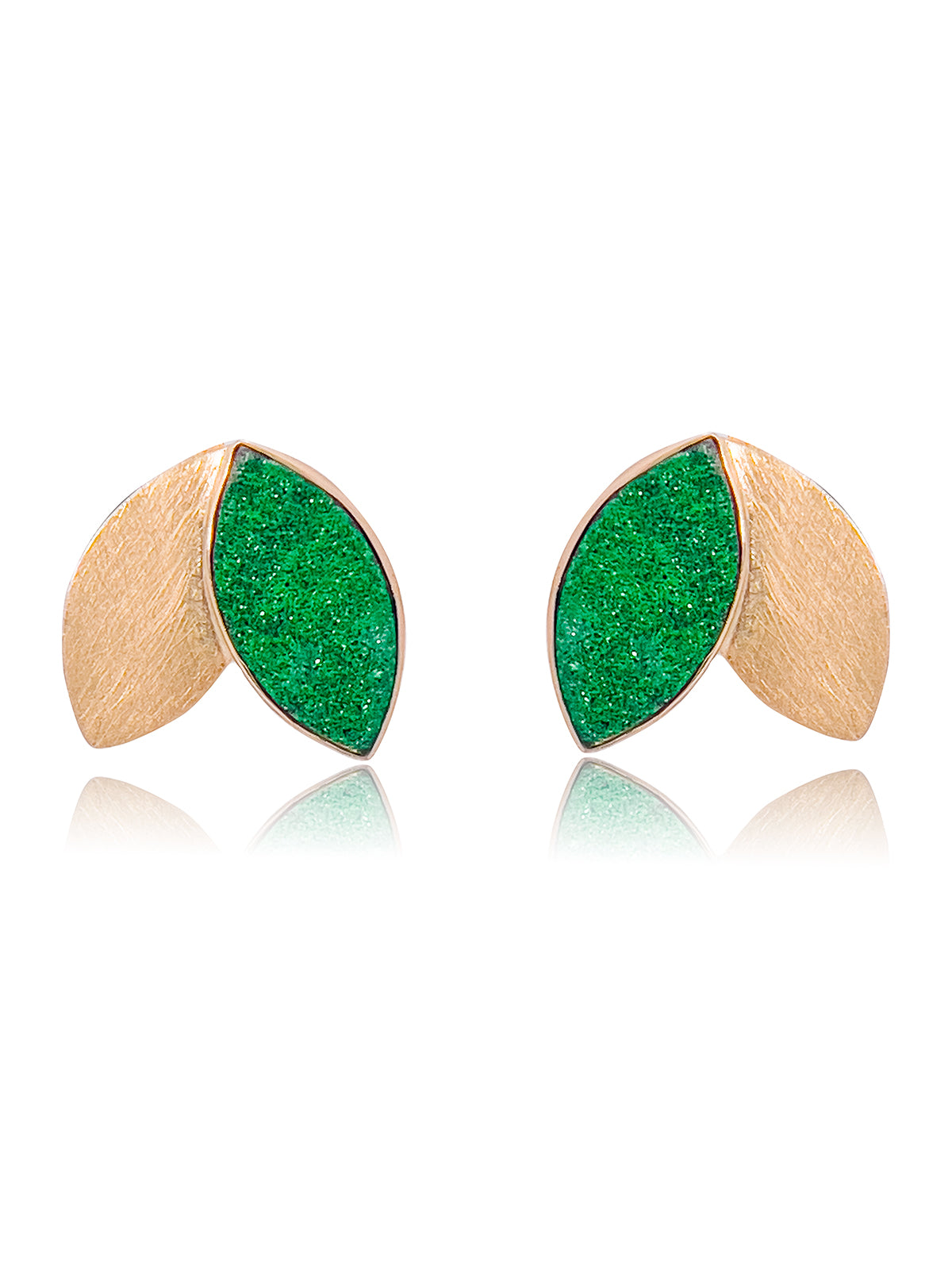 Pendientes Hojitas Uvarovita Oro