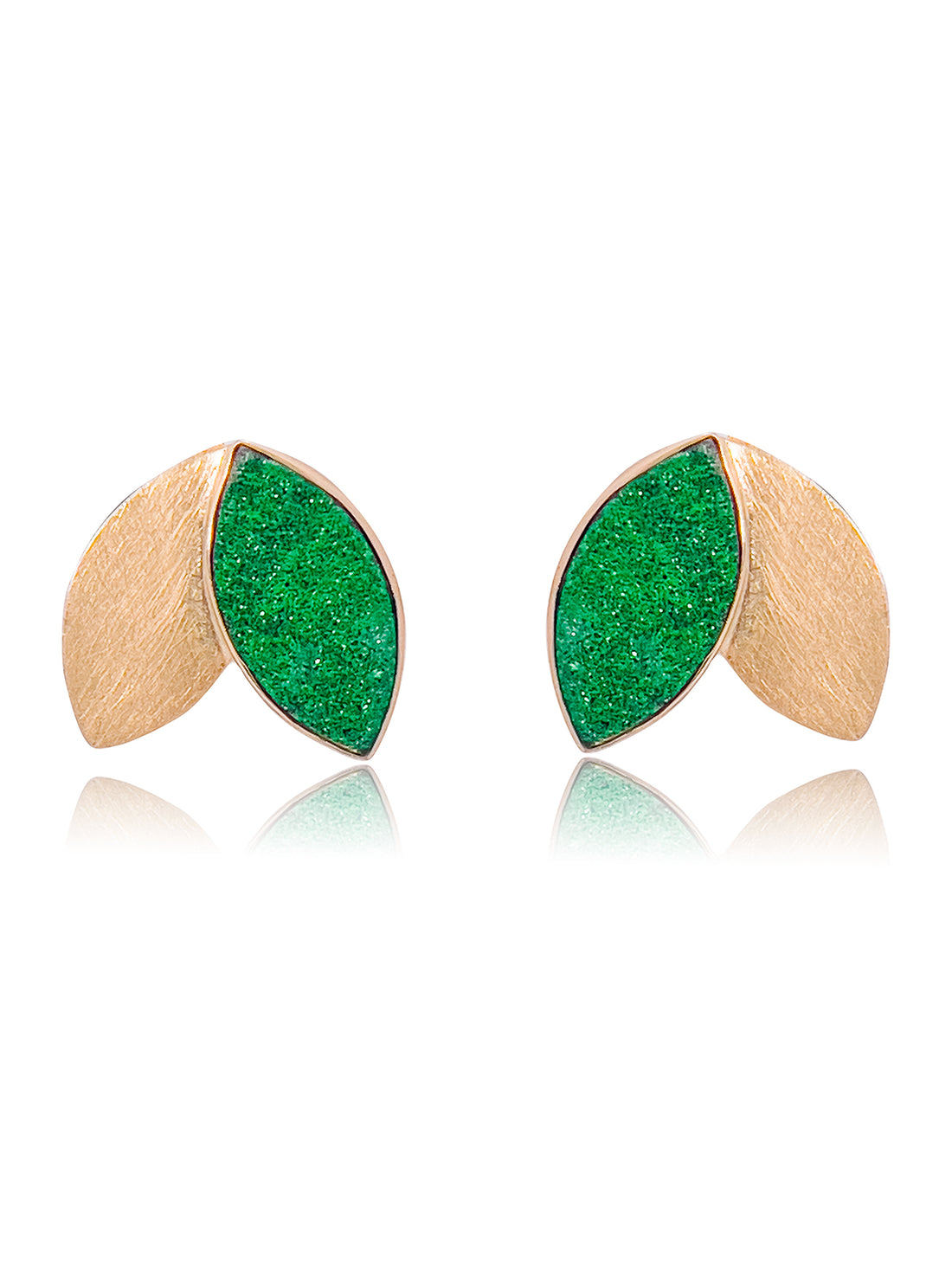 Pendientes Hojitas Uvarovita Oro