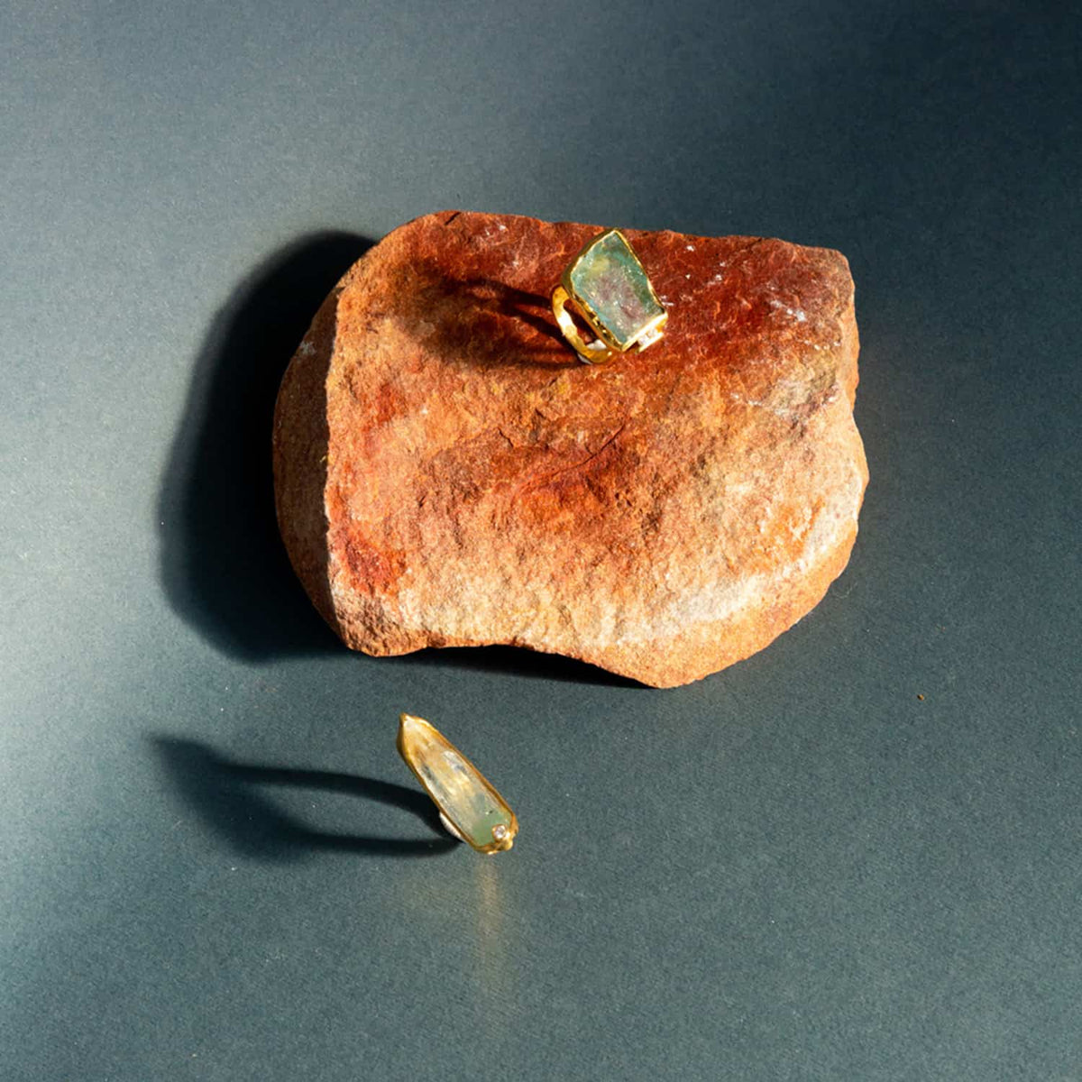 Anillo Aguamarina Rústico Oro