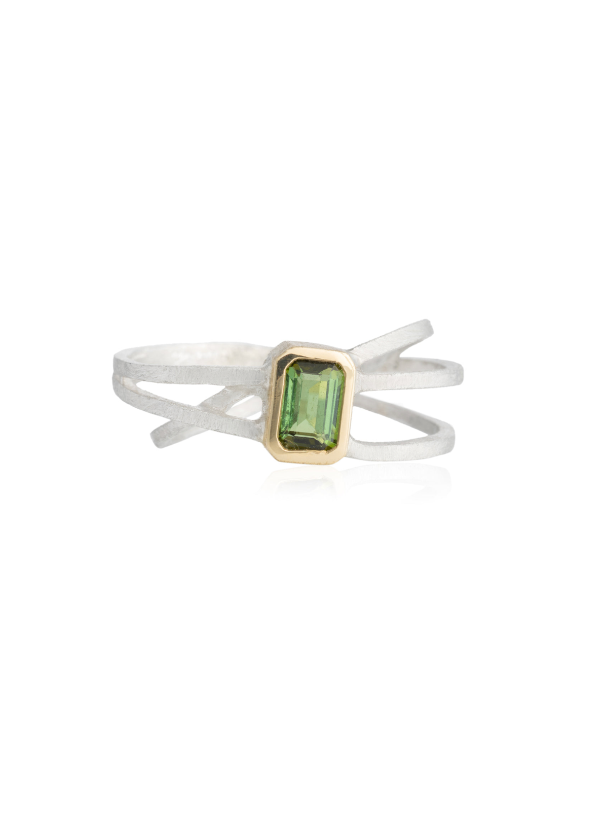 Anillo Cruzado Turmalina Verde