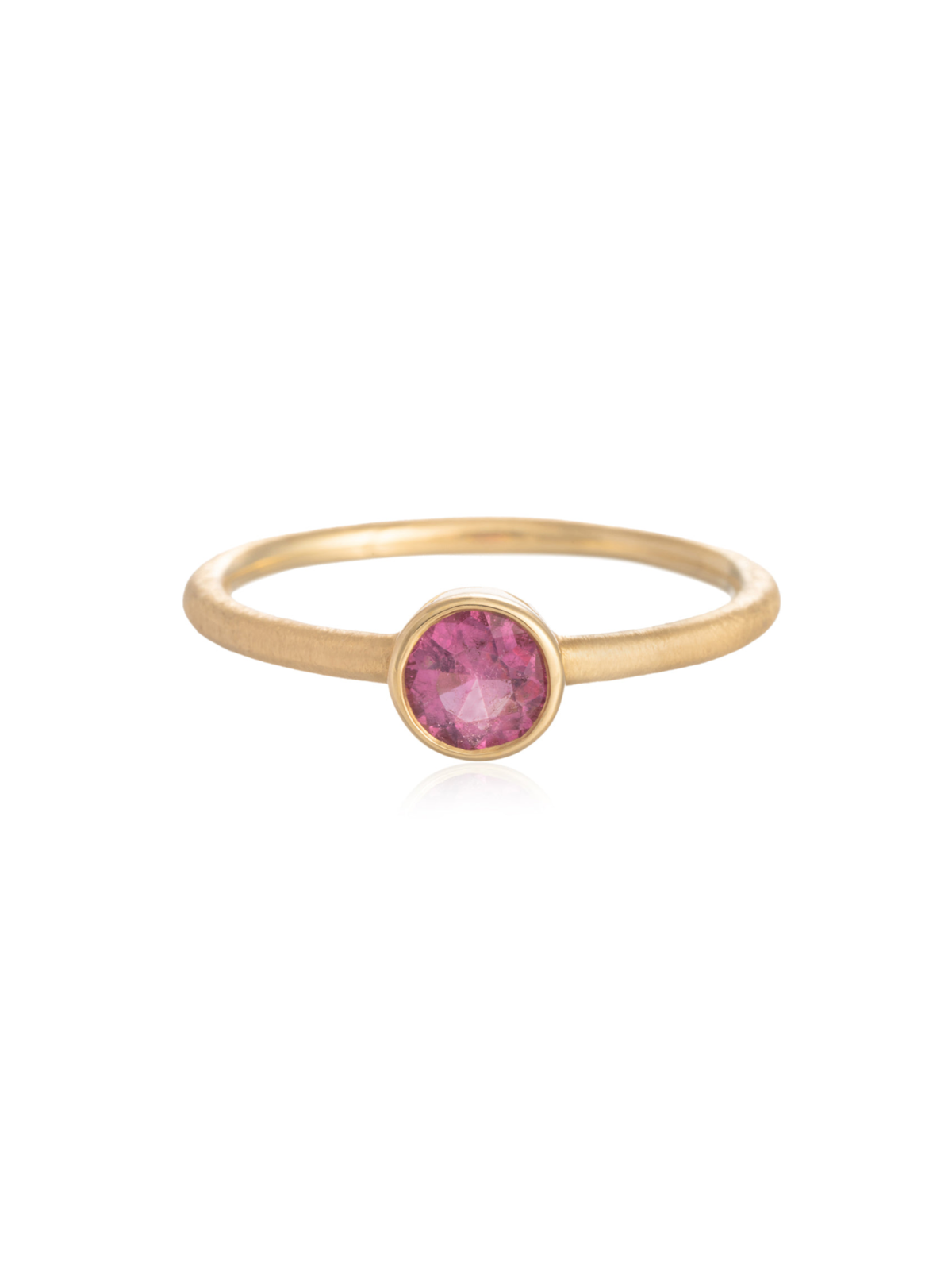 Anillo Turmalina Rosa Redonda Chatón Oro