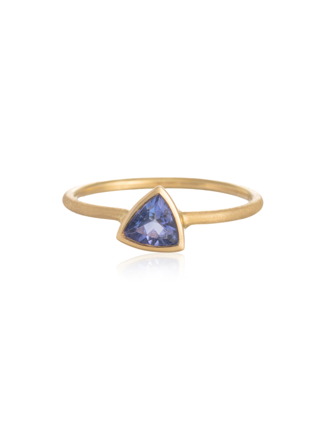 Anillo Tanzanita Triangular Chatón Oro