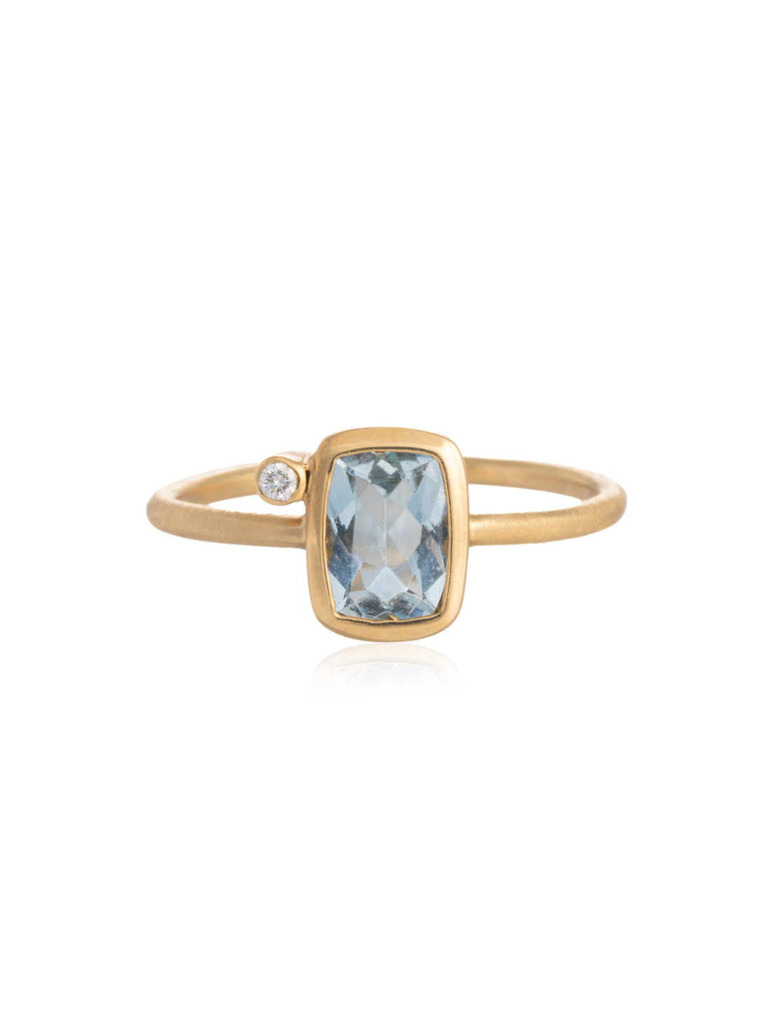 Anillo Aguamarina Diamante Oro
