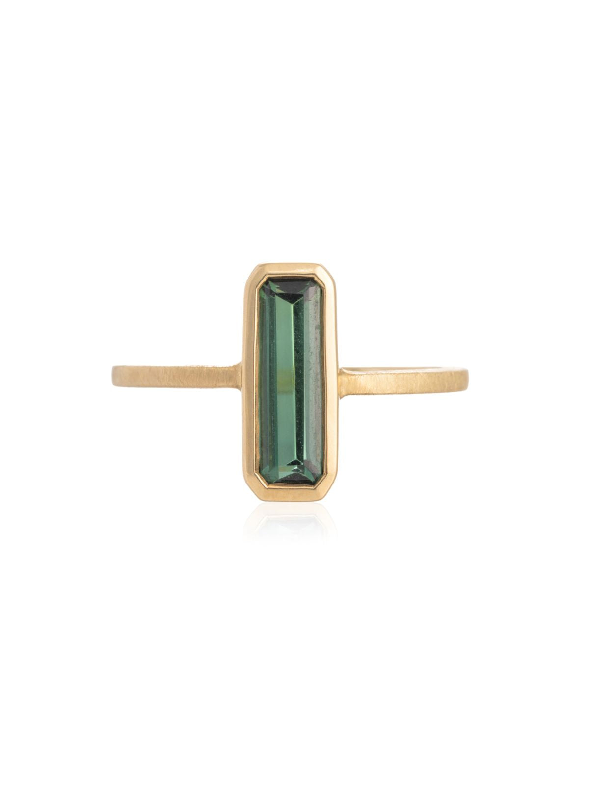 Anillo Baguette Turmalina Verde Oro