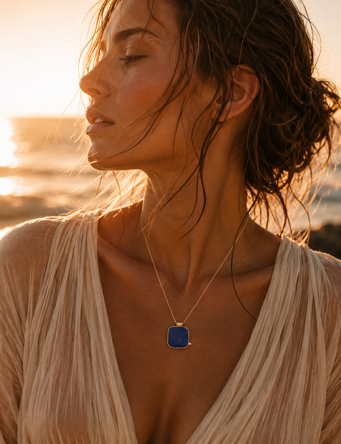 Colgante Lauki Lapislazuli Diamante Oro