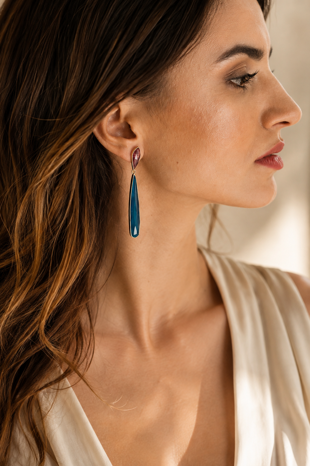 Pendientes Bikoitza Rubelita y Ágata Azul