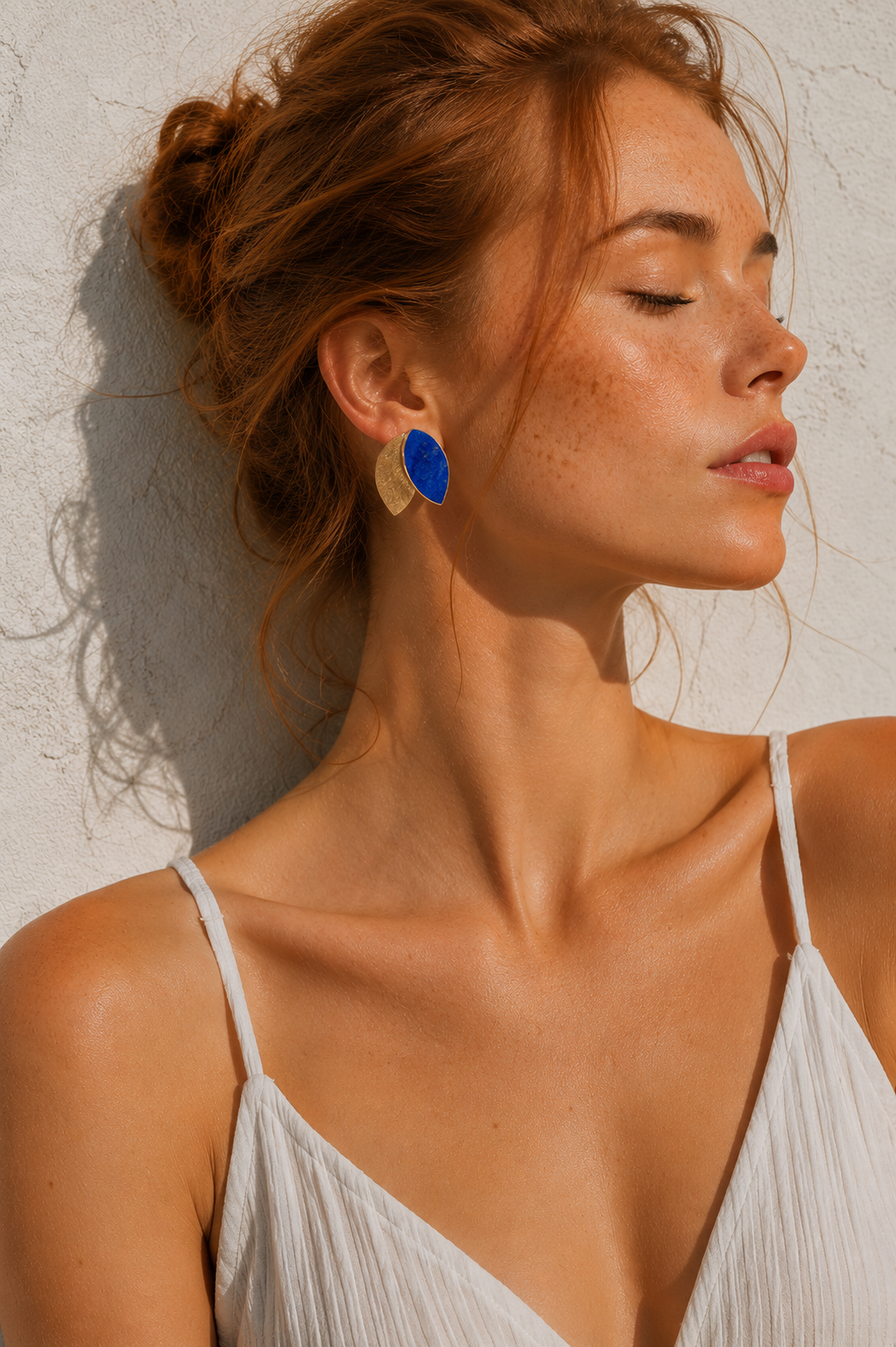 Pendientes Hojitas Lapislázuli Oro