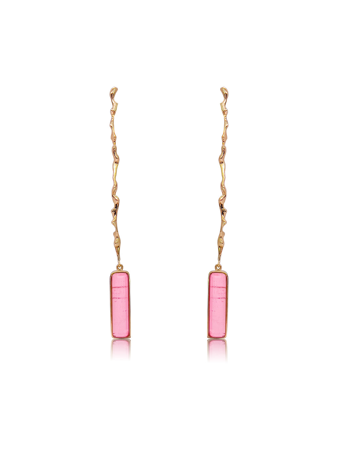 Pendientes Adar Baguette Turmalina Rosa Oro