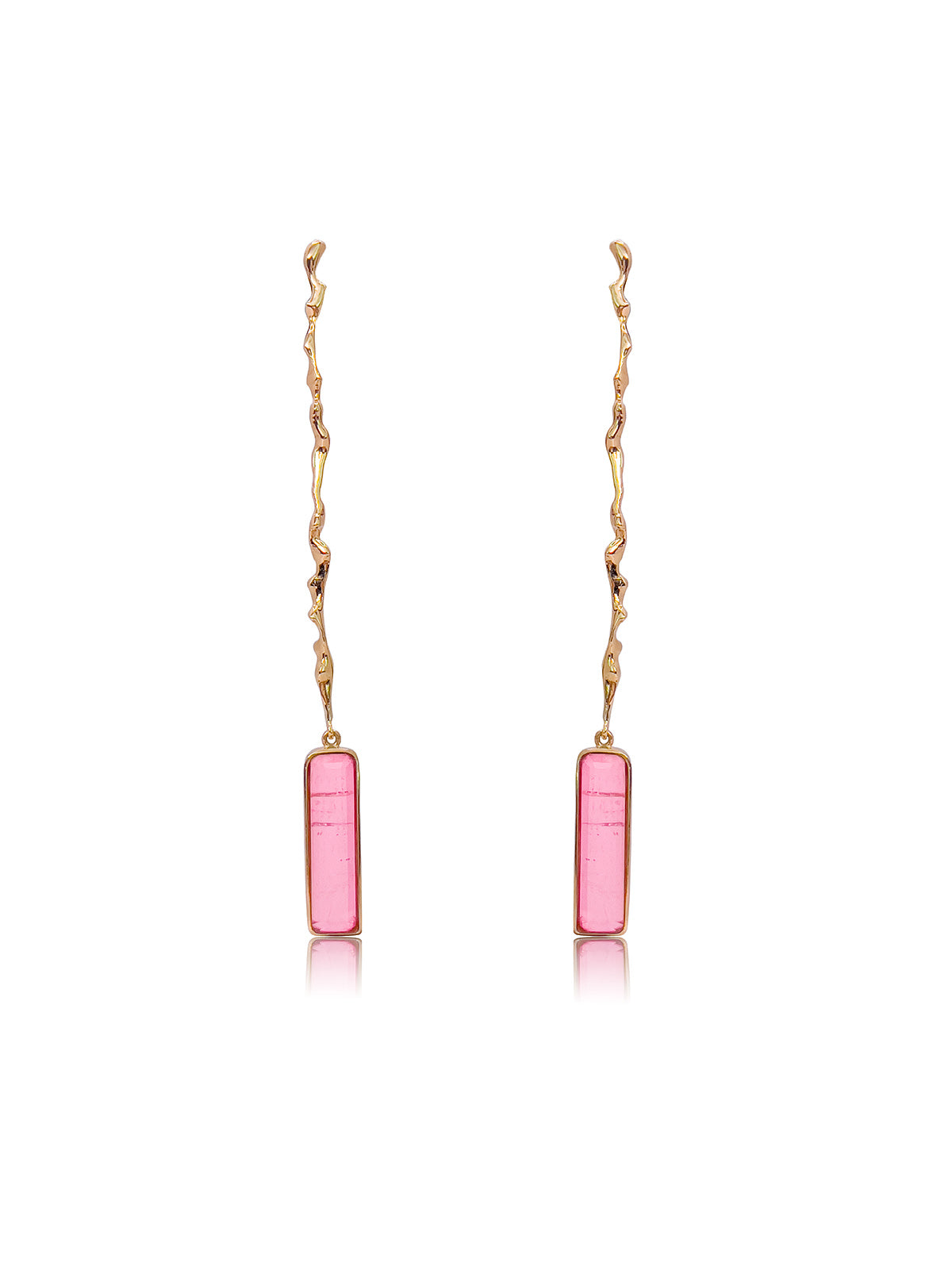 Pendientes Adar Baguette Turmalina Rosa Oro