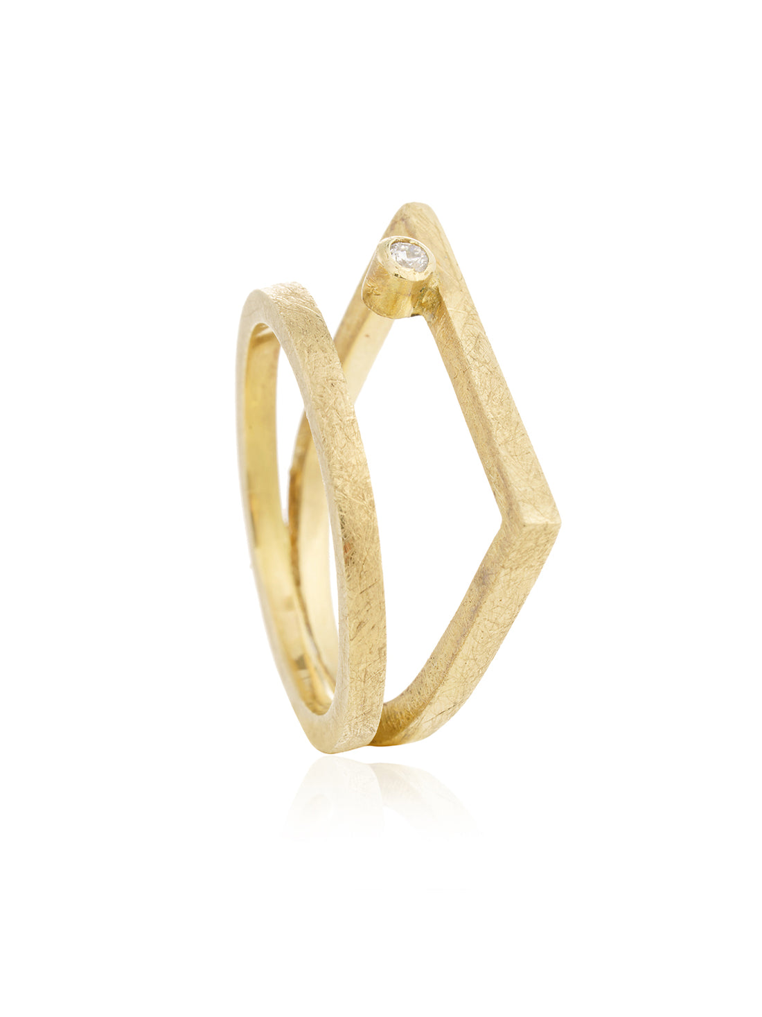 Anillo Cuadrado y Redondo Oro