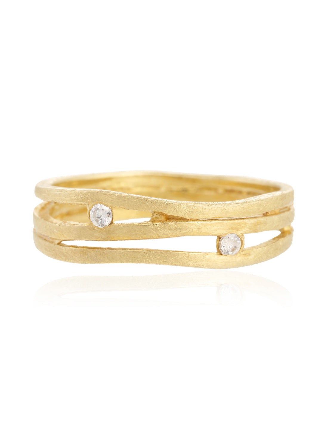Anillo 3 Líneas 2 Diamantes Oro