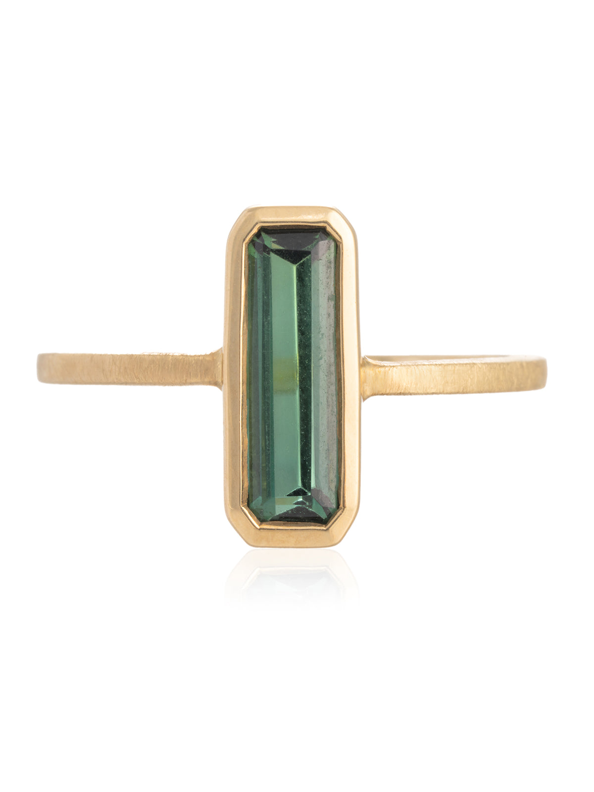 Anillo Baguette Turmalina Verde Oro
