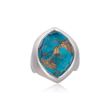 Anillo Wave Turquesa Mosaico