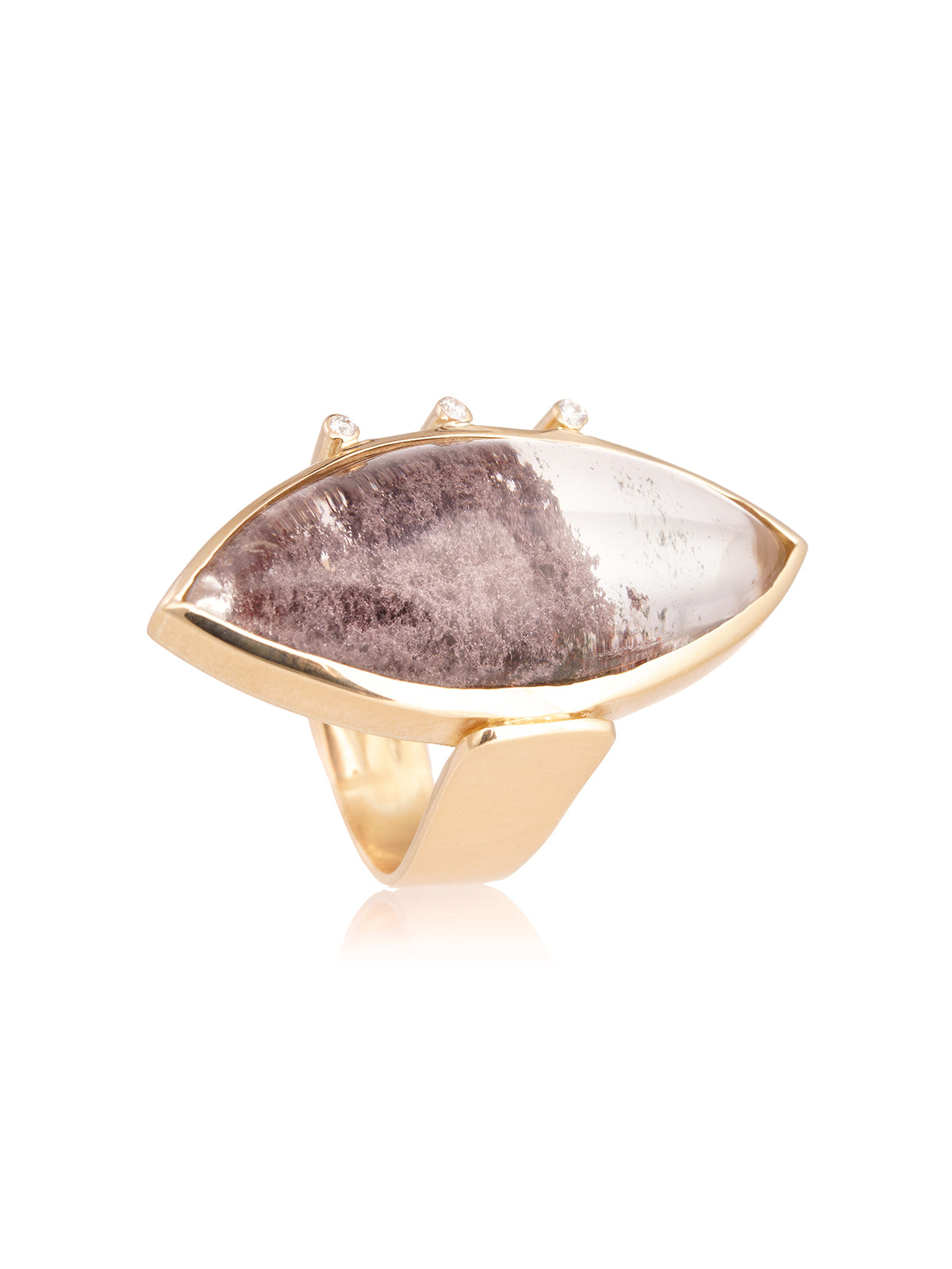 Anillo Navete Cuarzo Lodo Garritas Oro