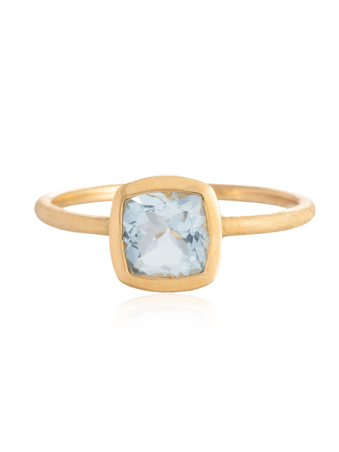 Anillo Aguamarina Cuadrado Oro