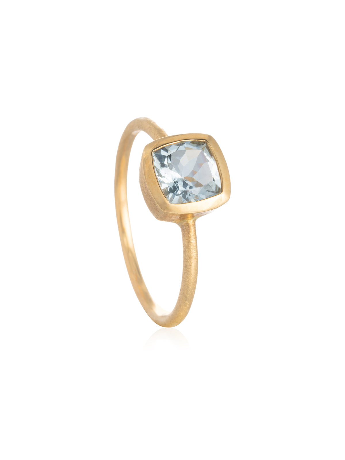 Anillo Aguamarina Cuadrado Oro