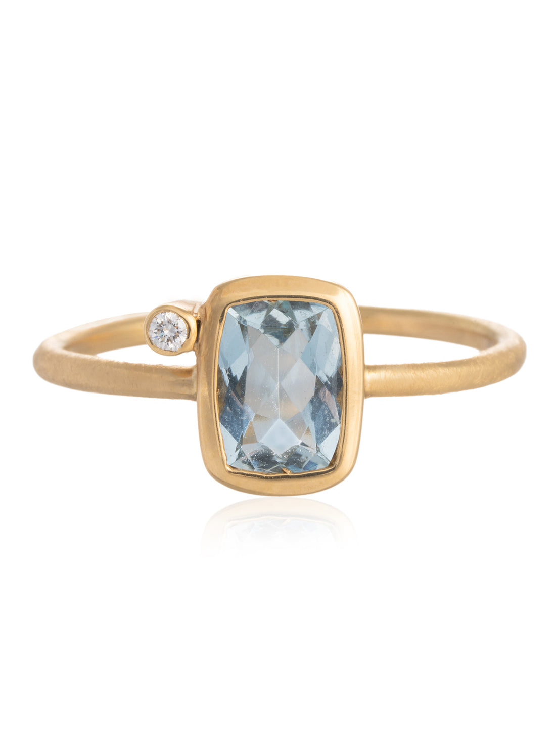 Anillo Aguamarina Diamante Oro
