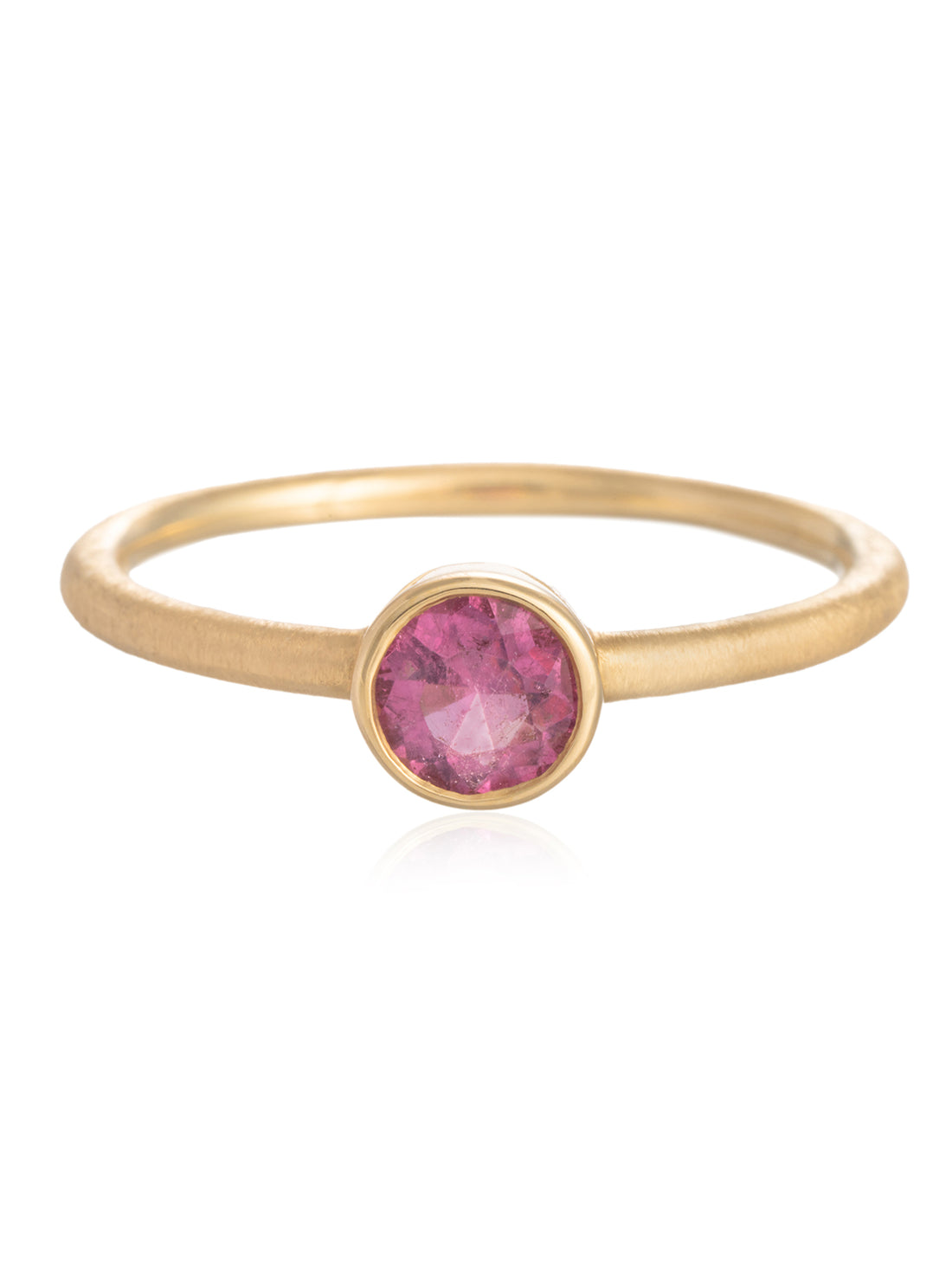 Anillo Turmalina Rosa Redonda Chatón Oro