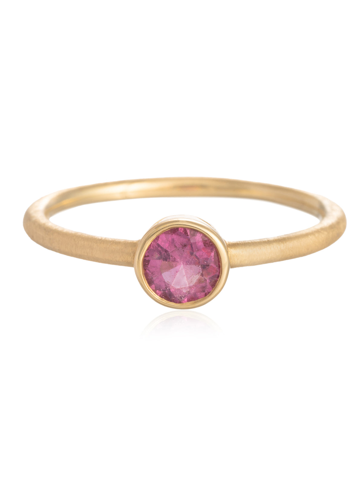 Anillo Turmalina Rosa Redonda Chatón Oro