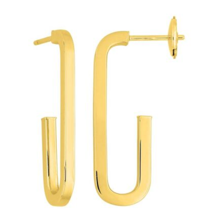 Pendientes Aro Abiertos Rectangulares Oro