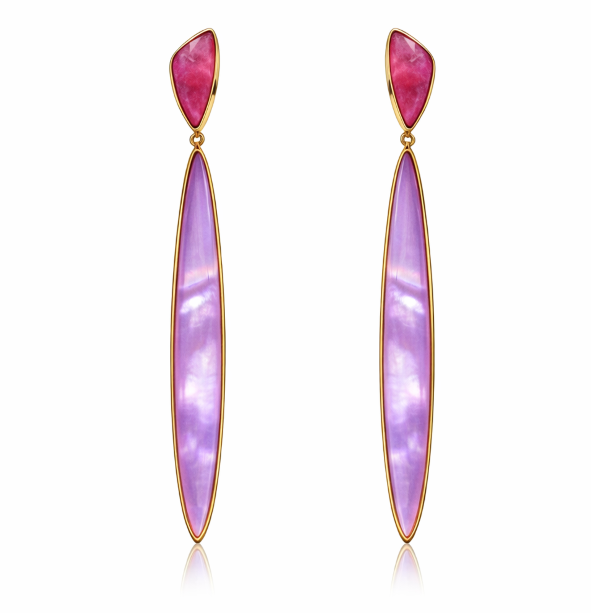 Pendientes Bikoitza Turmalina Rosa
