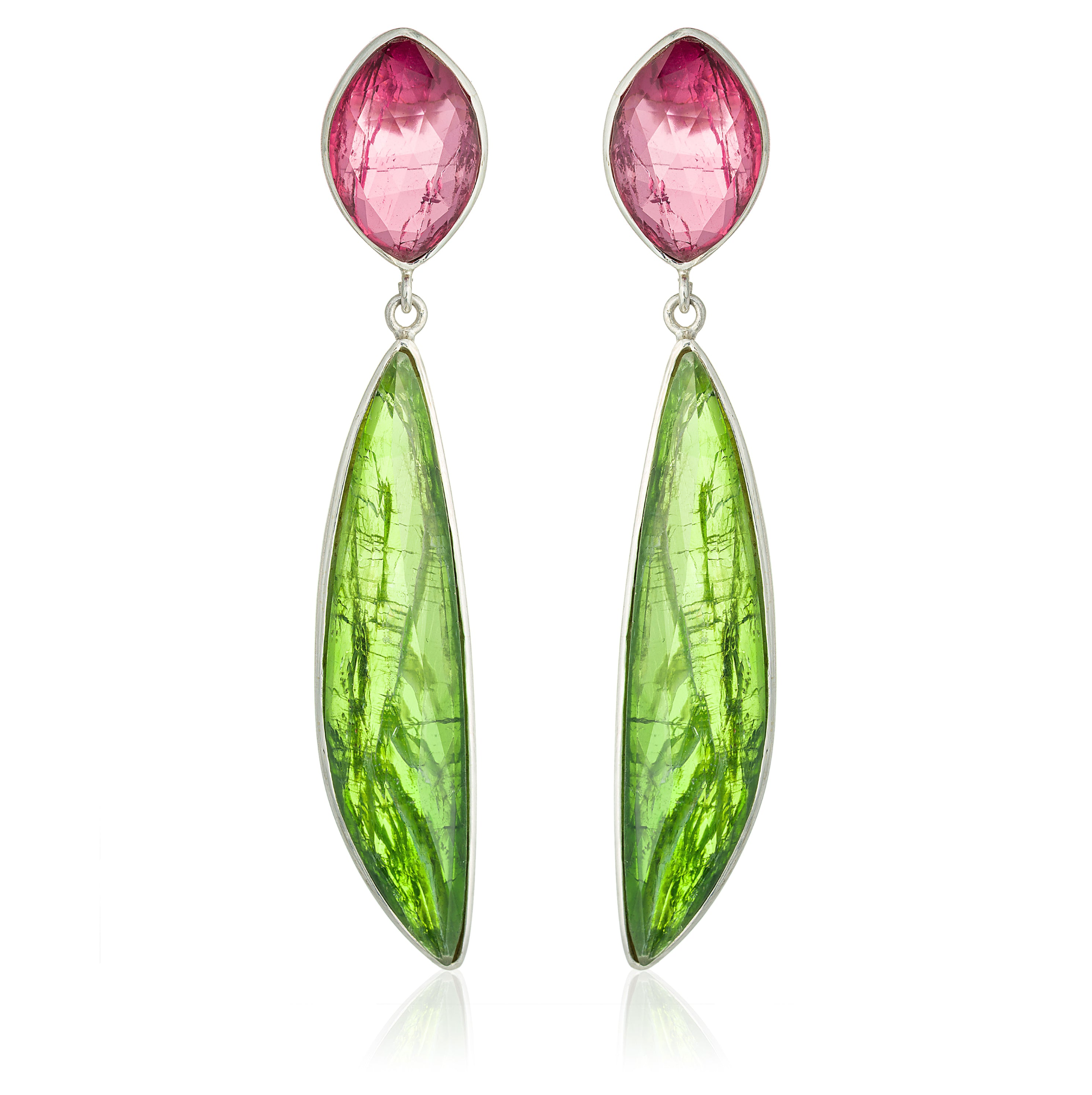 Pendientes Trillón Turmalina Rosa y Peridoto
