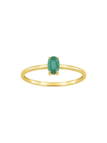Anillo  Fino Esmeralda Oval Oro