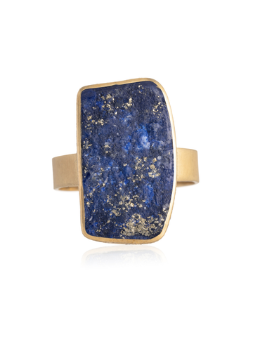 Anillo Lapislazuli Rectangular Oro