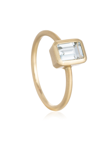 Anillo Aguamarina Rectangular Oro