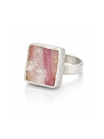 Anillo Lauki Cuarzo Turmalina Rosa