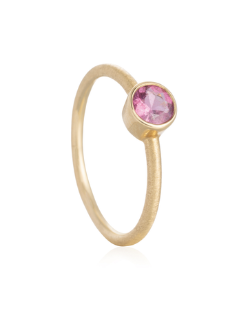 Anillo Turmalina Rosa Redonda Chatón Oro