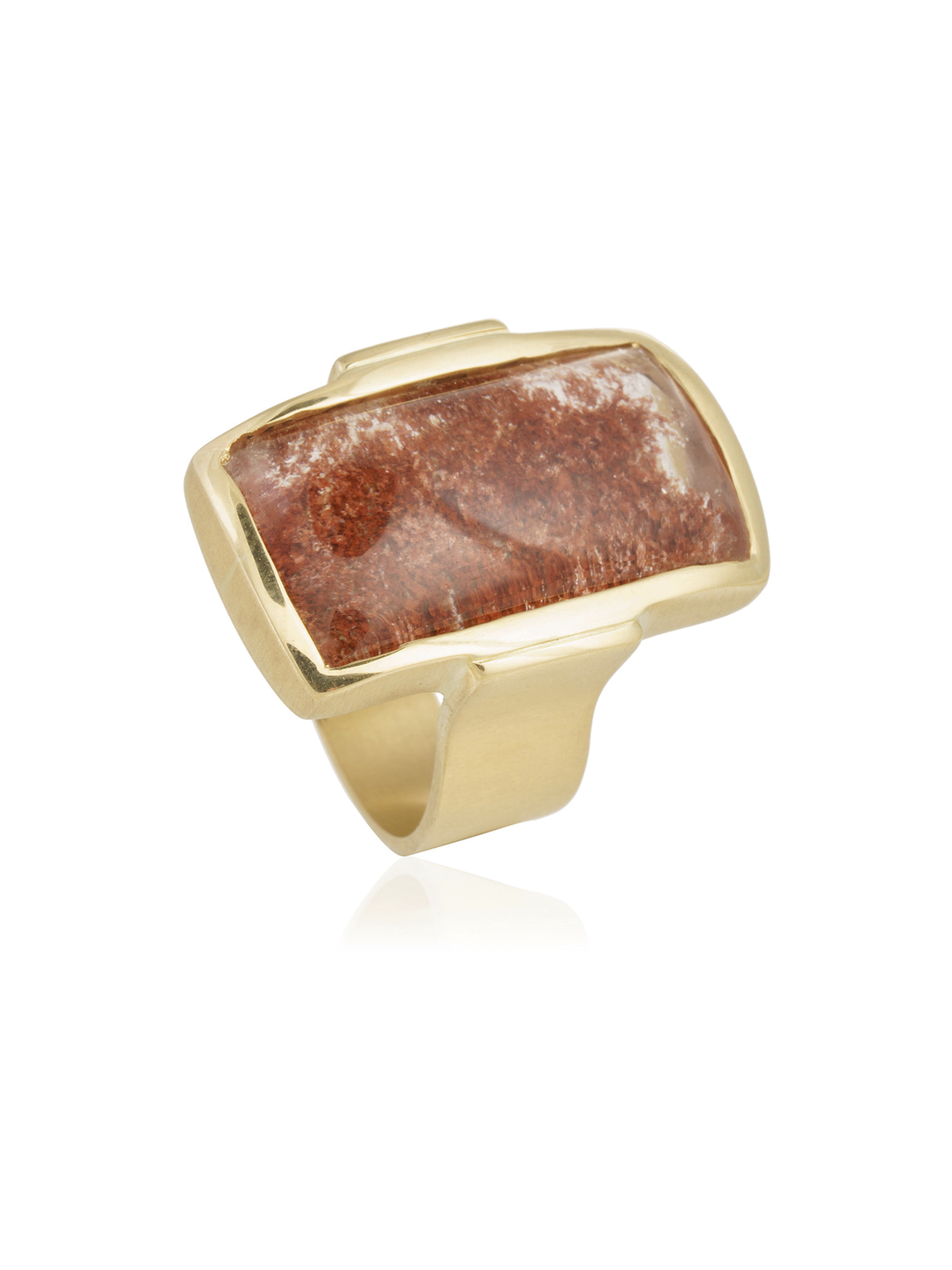 Anillo Cuarzo Lodolita Rojizo Oro