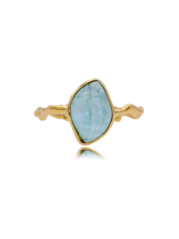 Anillo Adar Wave Aguamarina Oro