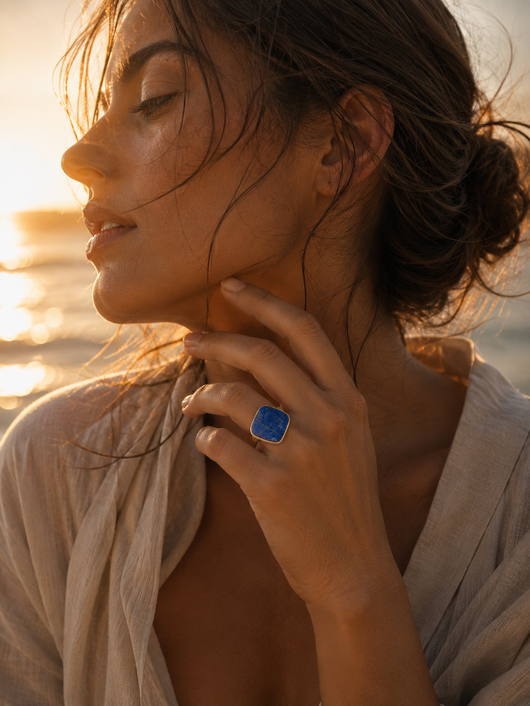 Anillo Lapislazuli Rombo Oro