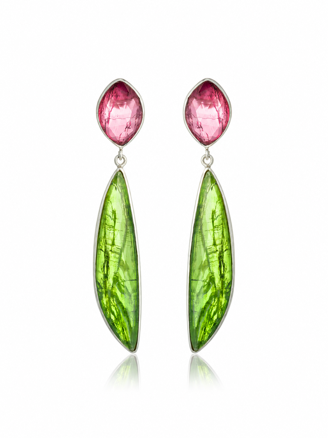 Pendientes Trillón Turmalina Rosa y Peridoto
