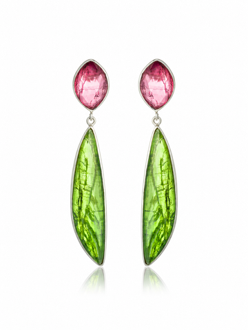 Pendientes Trillón Turmalina Rosa y Peridoto