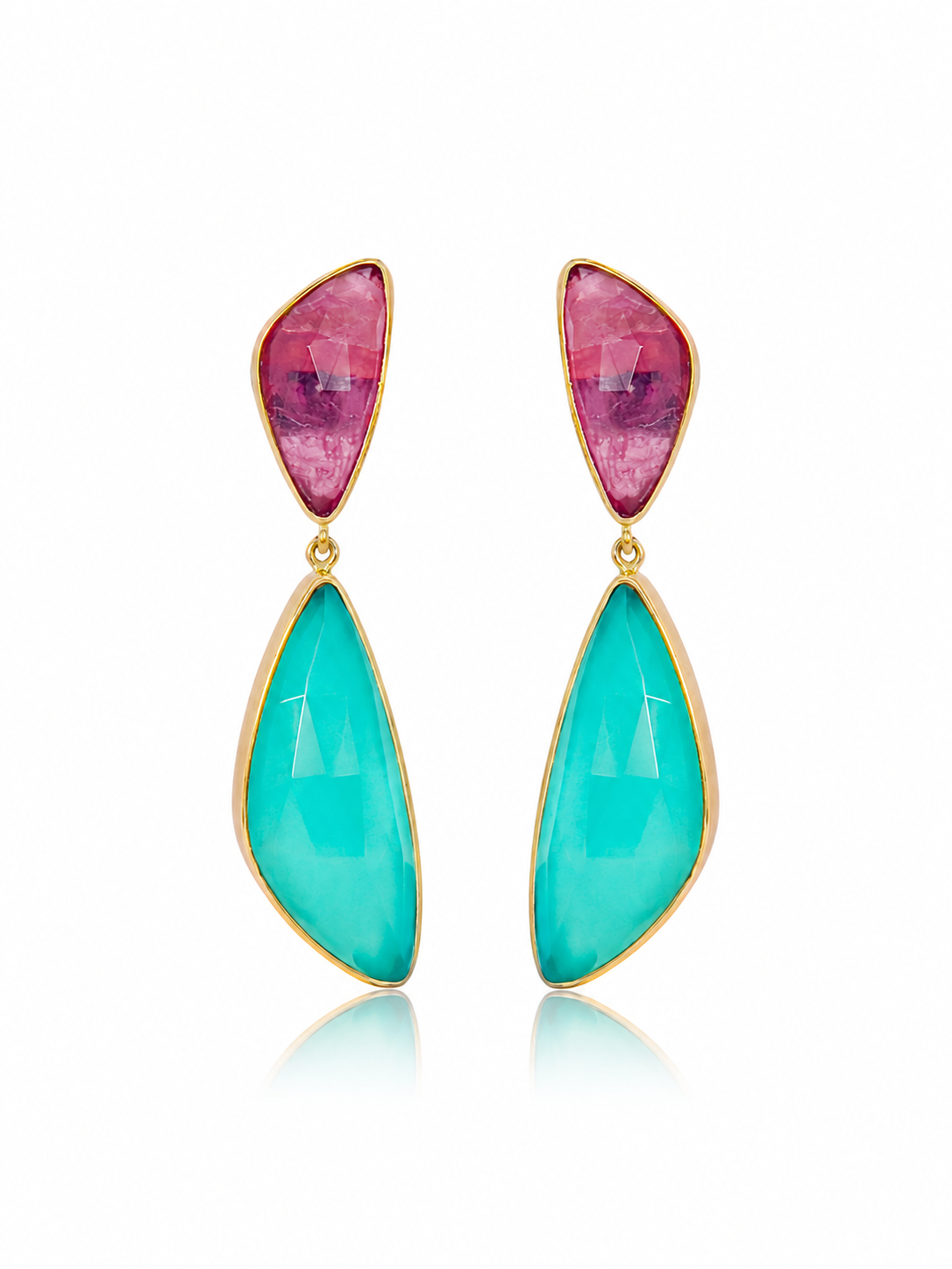 Pendientes Mini Trillón Turmalina Apatite Oro