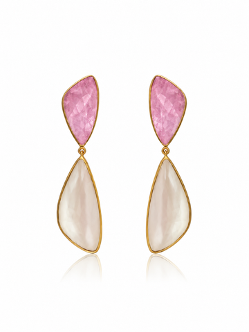 Pendientes Mini Trillón Kunzite Rosa y Nácar