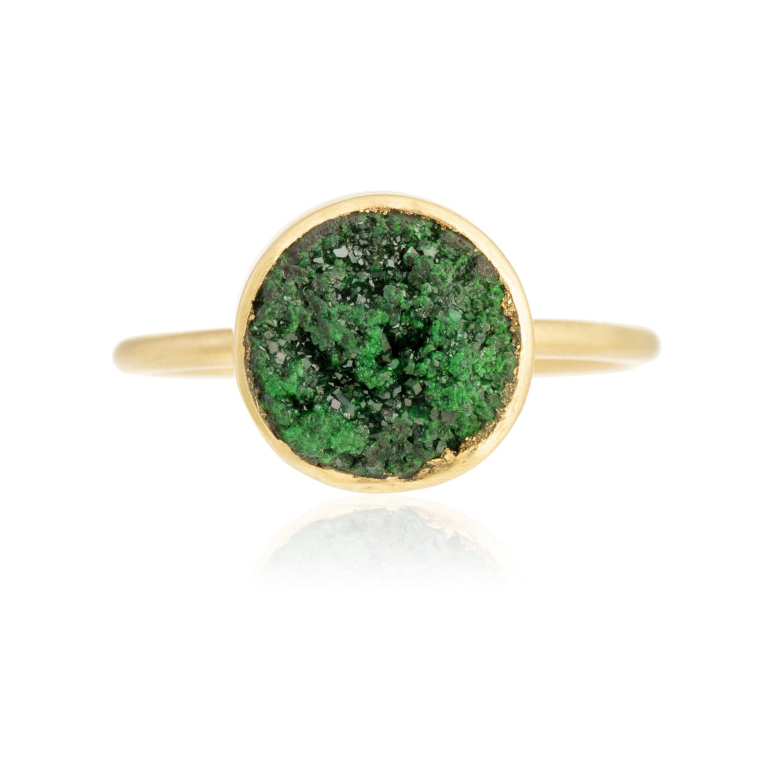 Anillo Uvarovita Redondo Irregular Pequeño Oro
