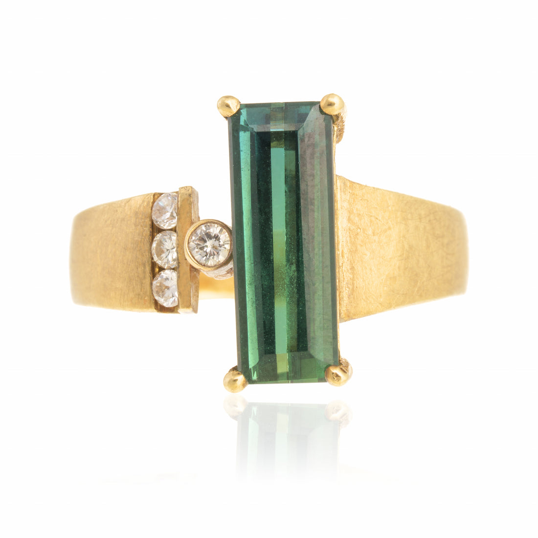 Anillo turmalina baguette con diamantes